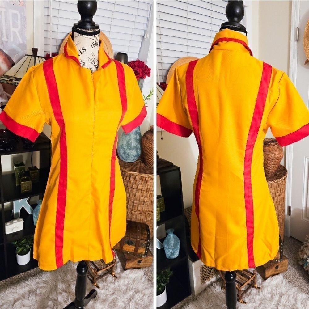 Cosplay Two Broke Girl Yellow & Red Mini Dress.